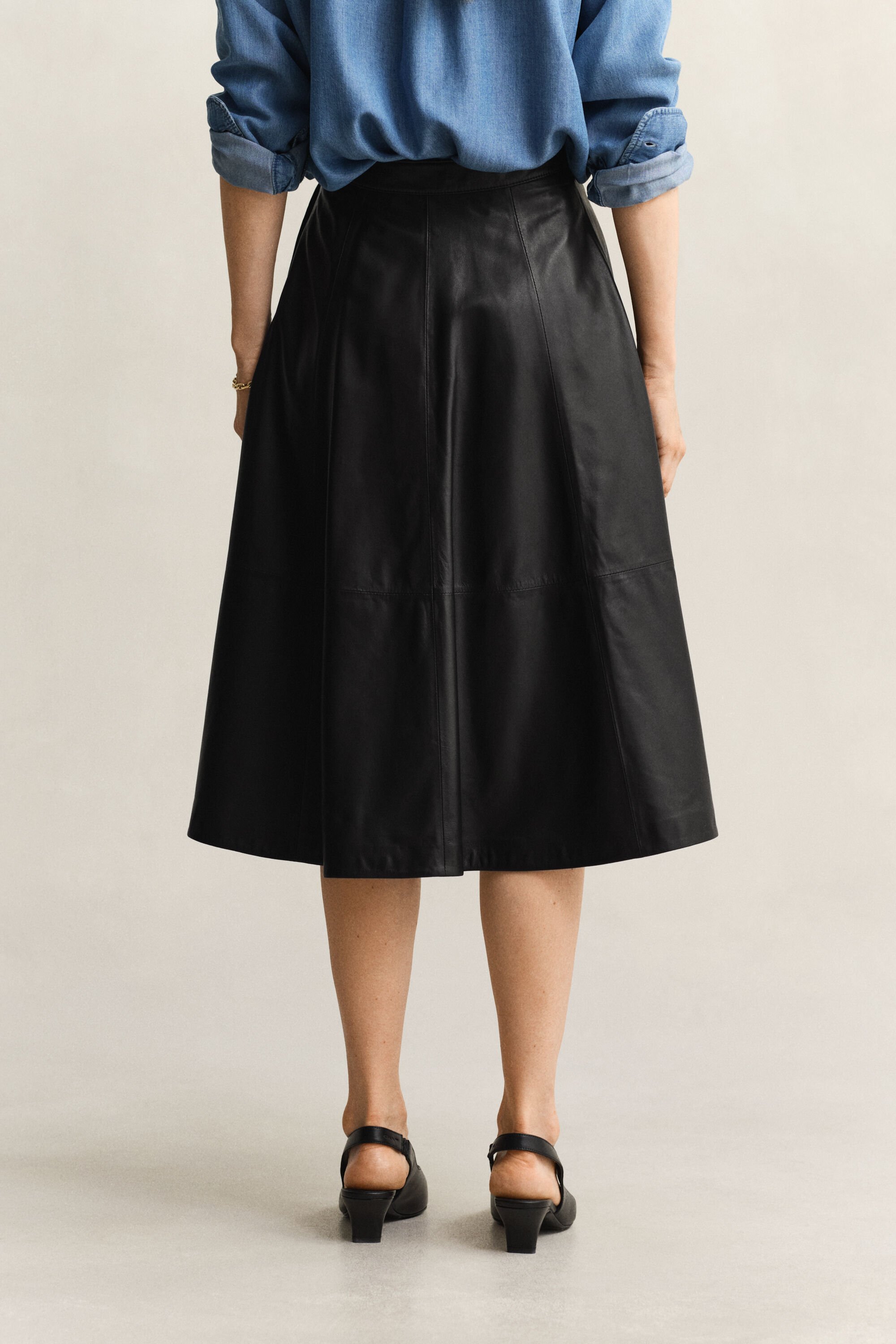 Flared Leather Skirt