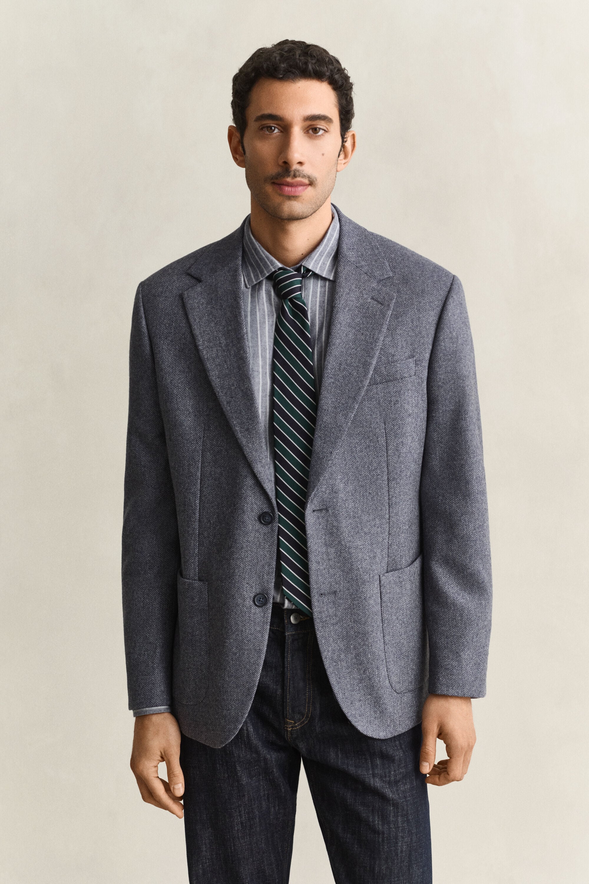 Wool Herringbone Suit Jacket