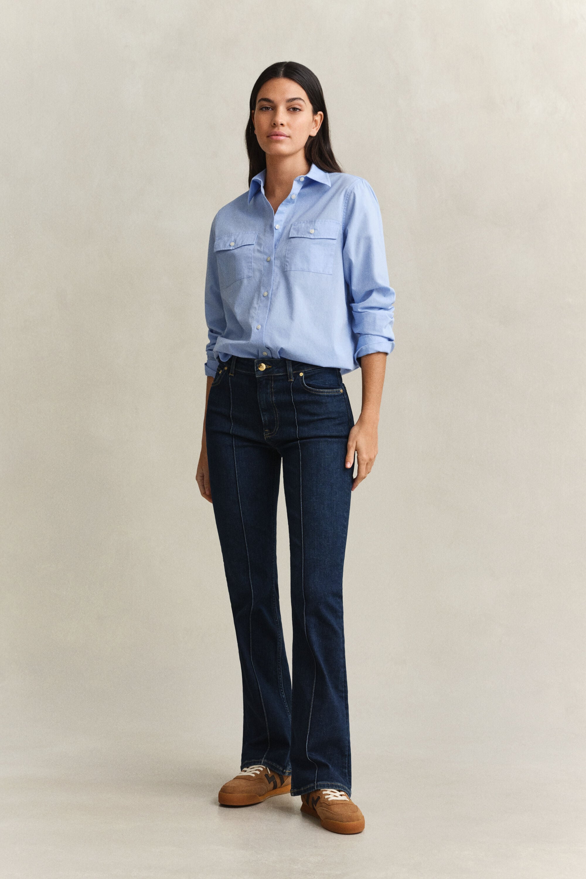 Slim Flared Pintuck Jeans