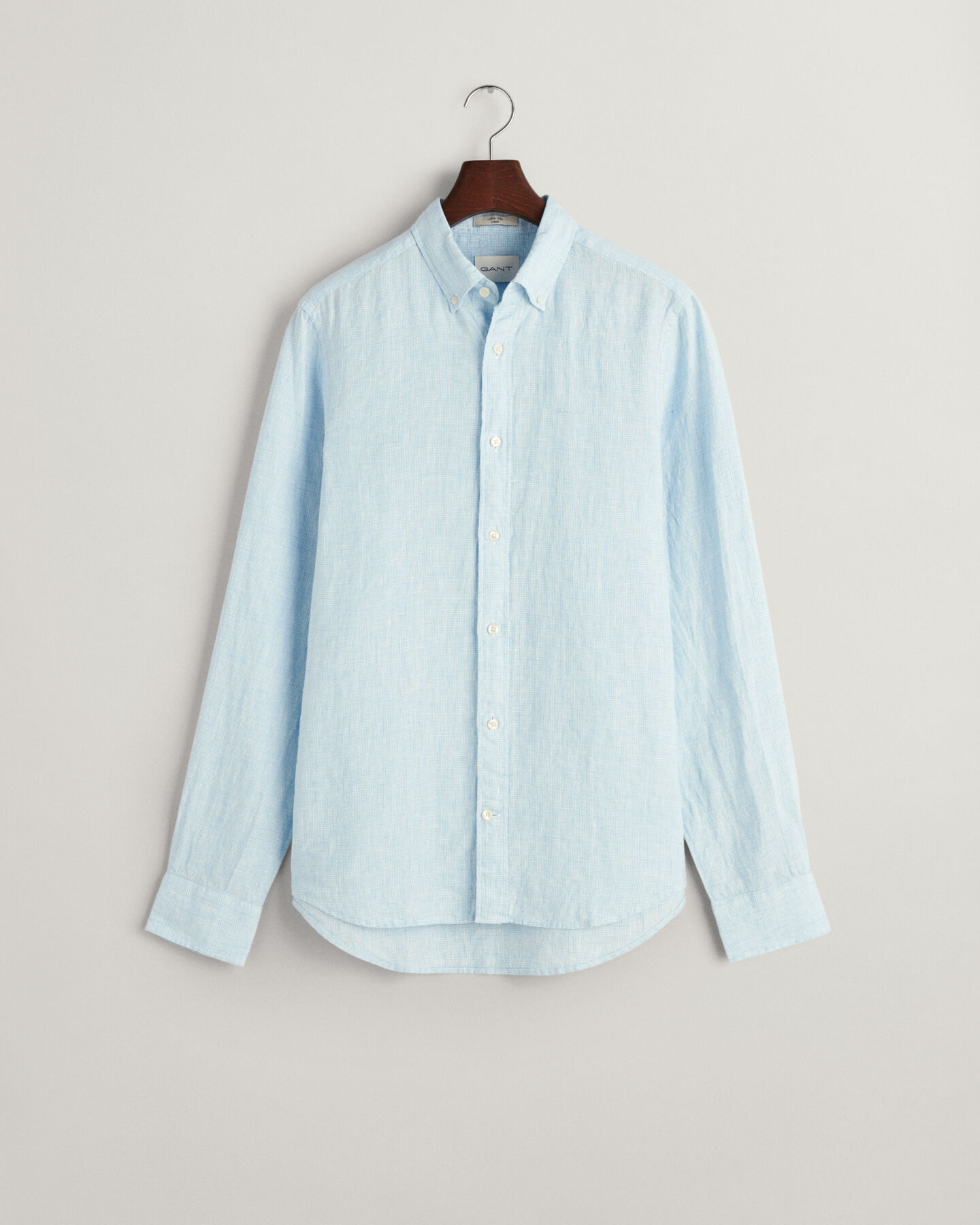 Slim Fit Houndstooth Linen Shirt