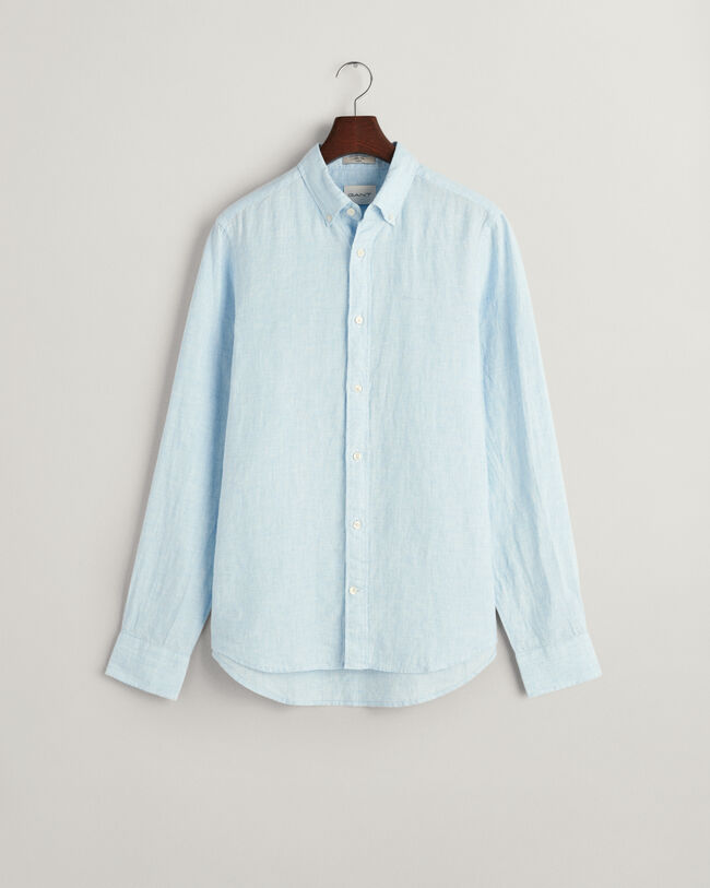 Slim Fit Houndstooth Linen Shirt