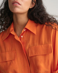 Flap Pocket Short Sleeve Shirt Dress