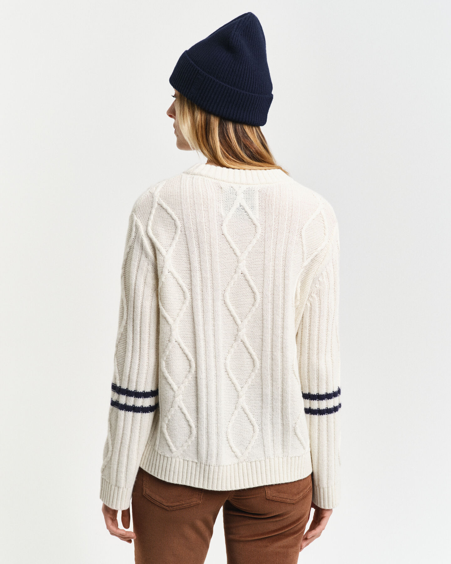 Constrast Striped Cable Knit Sweater