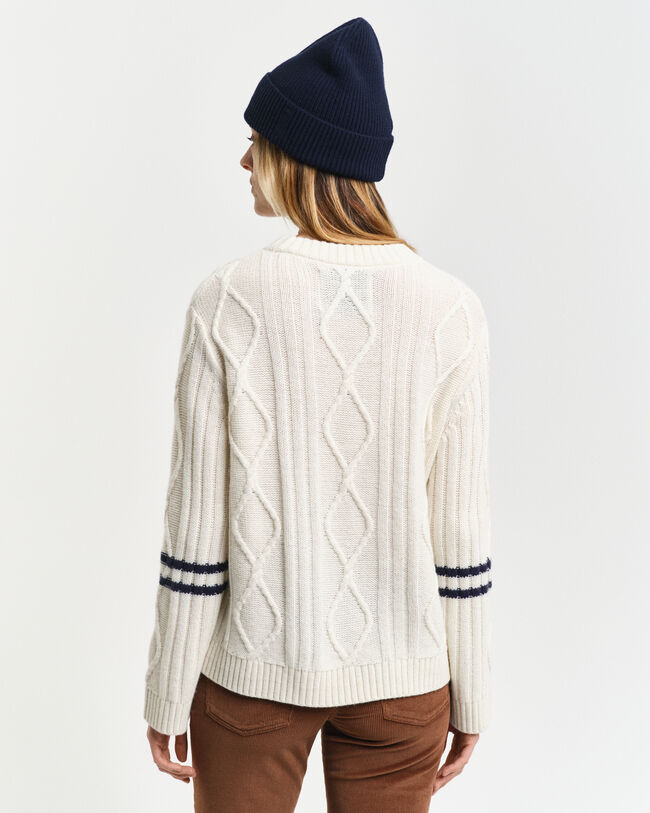 Constrast Striped Cable Knit Sweater