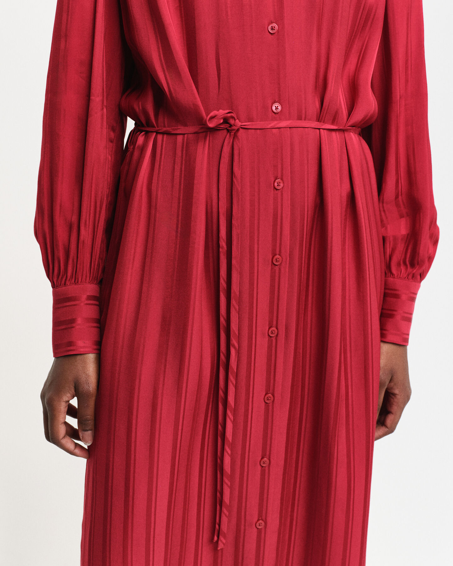 Striped Satin Shirt Dress