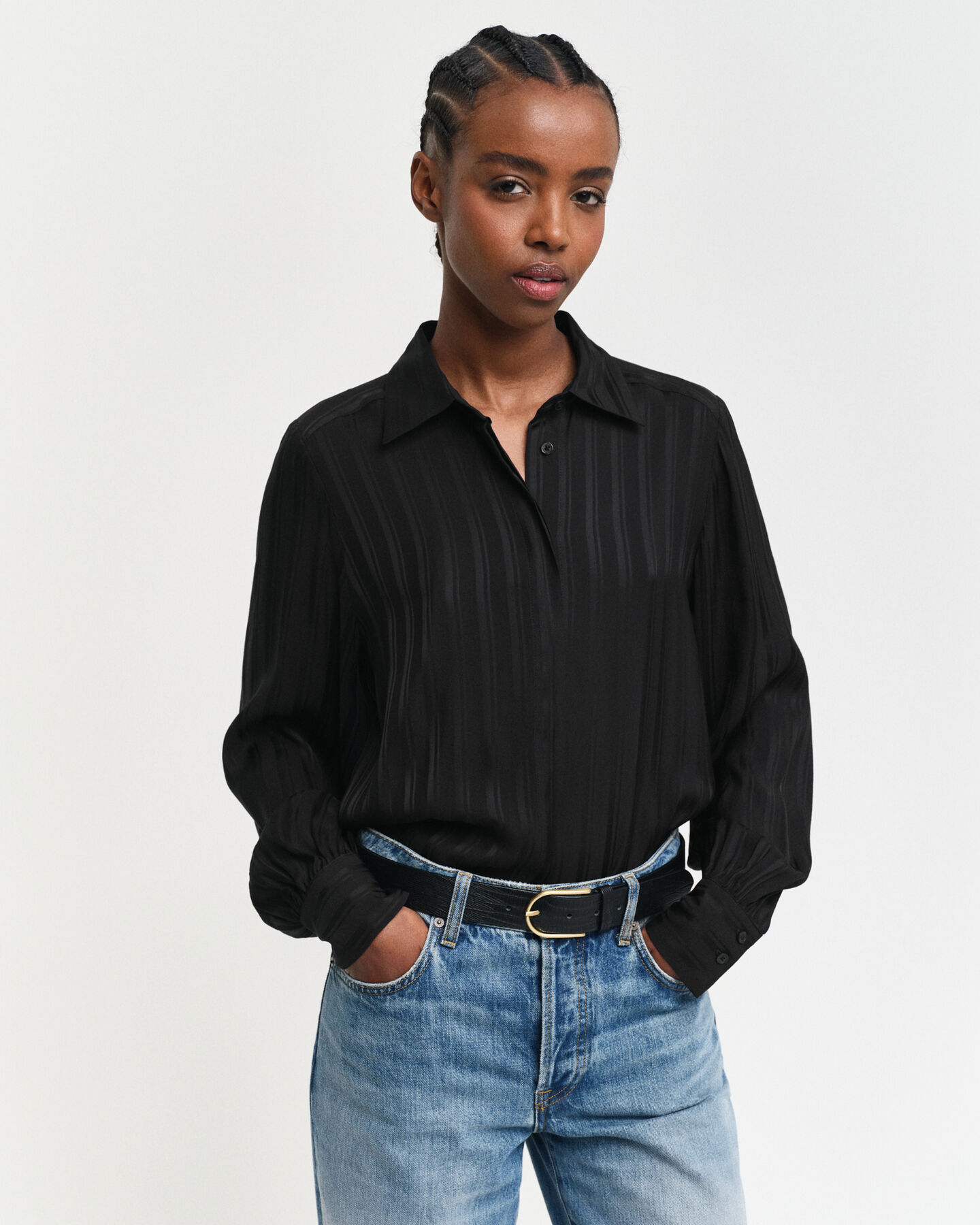Regular Fit Striped Satin Shirt