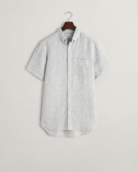 Regular Fit Striped Linen Short Sleeve Shirt