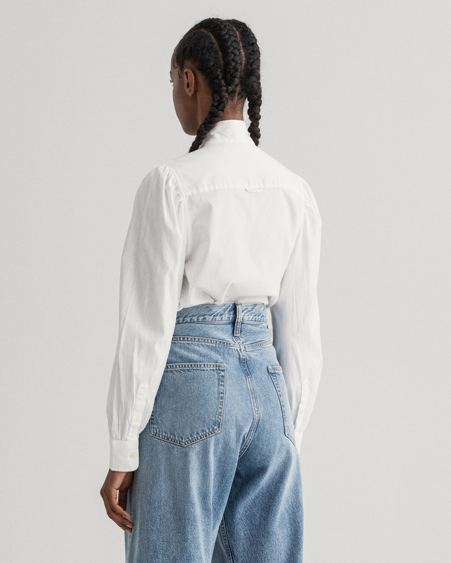 Bow Puff Sleeve Oxford Shirt