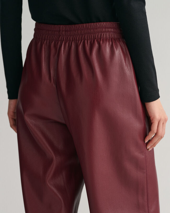 Relaxed Fit Faux Leather Pull-On Pants