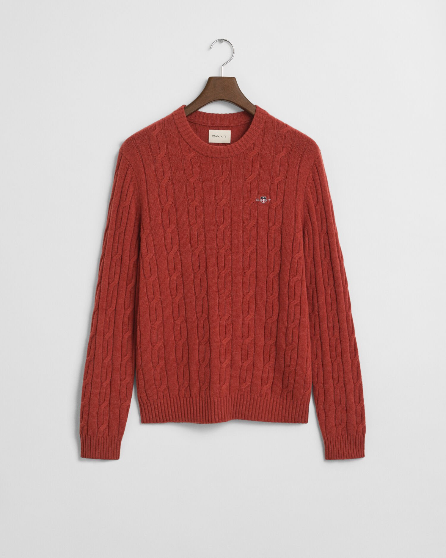 Lambswool Cable Knit Crew Neck Sweater