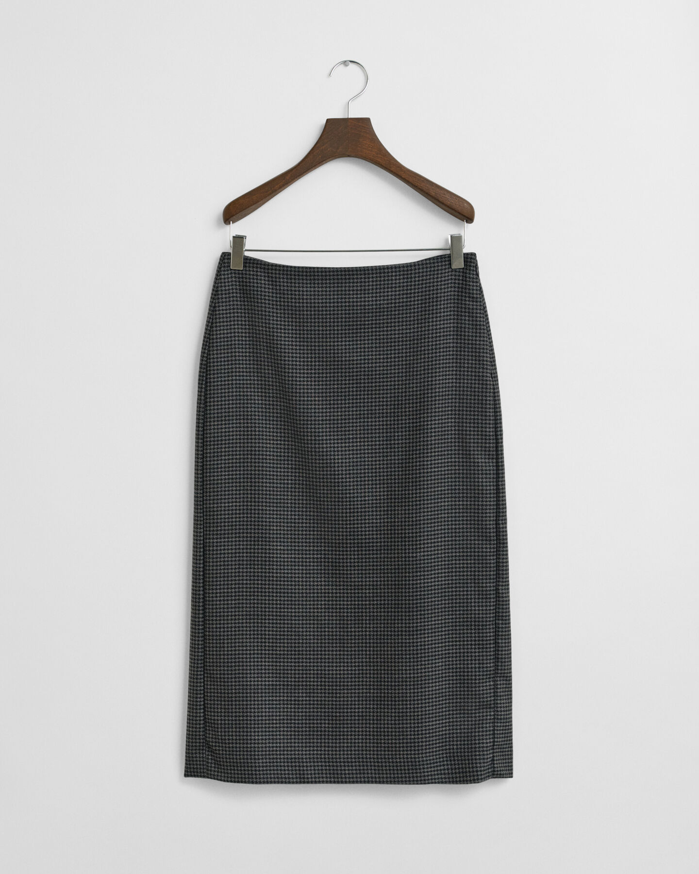Midi Checked Wool Pencil Skirt