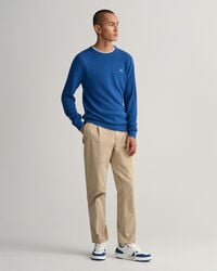 Cotton Piqu&eacute; Crew Neck Sweater