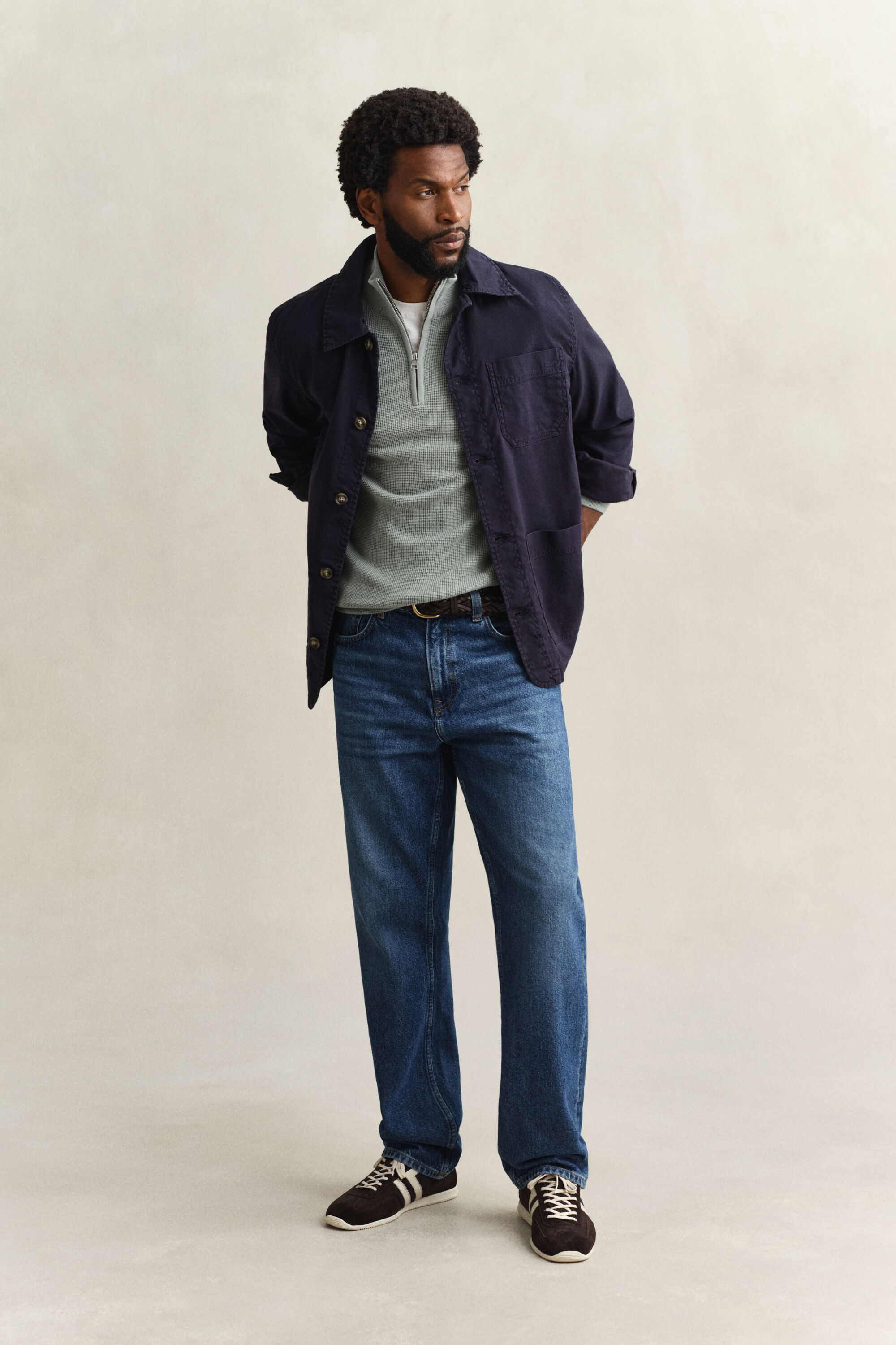 Textured Cotton Half-Zip Sweater