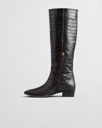 Bassotte Croc-Effect Leather Knee-High Boots