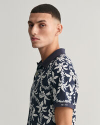 Palm Lei Print Piqué Polo Shirt