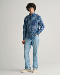 Regular Fit Indigo Madras Shirt