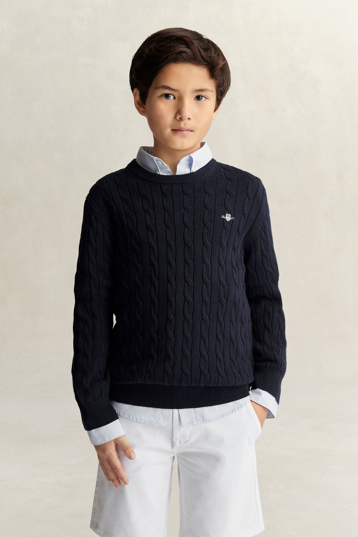 Teen Boys Shield Sweater — EVENING BLUE