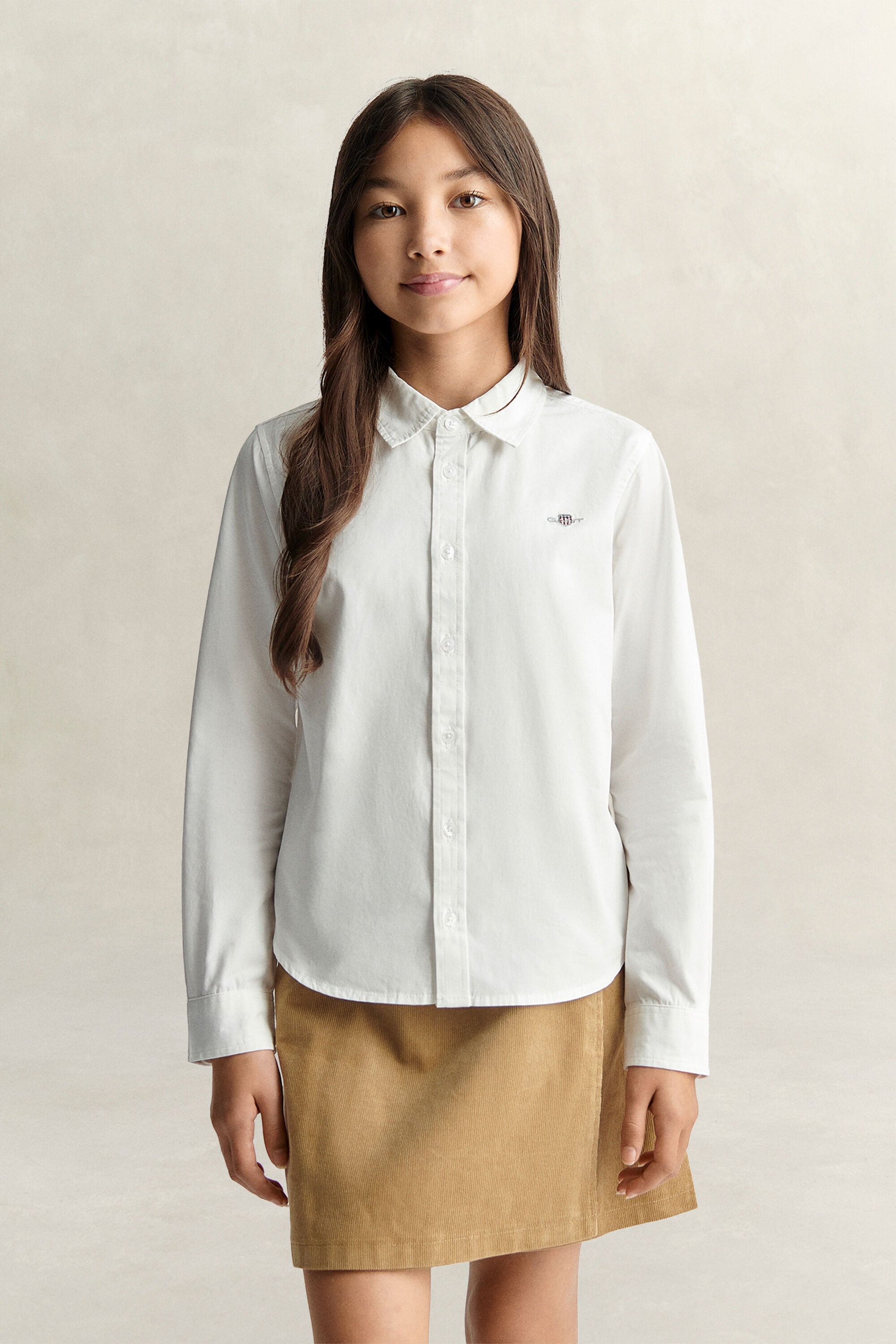 Teen Girls Cotton Shirt — WHITE
