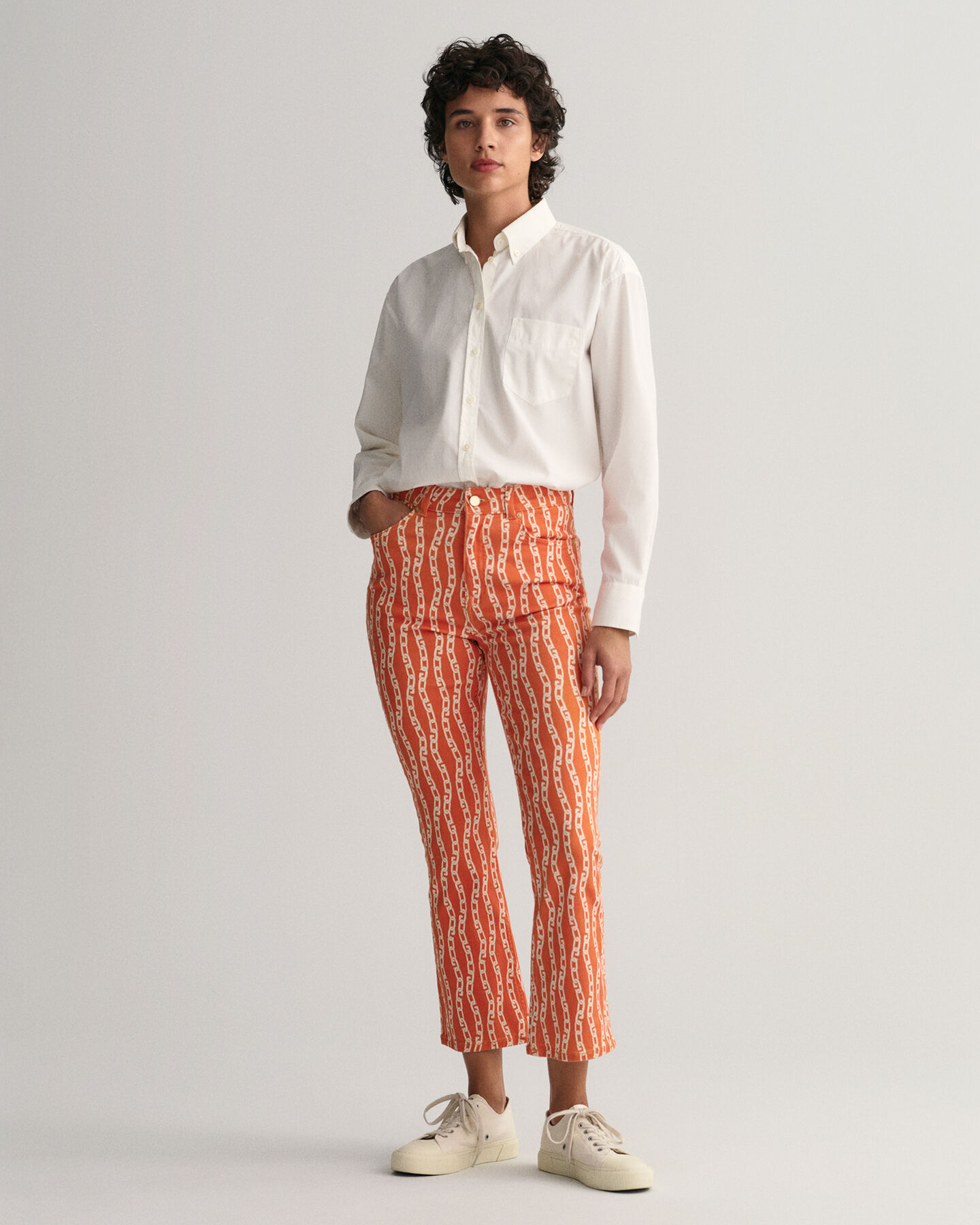 Cropped Chain Print Jeans