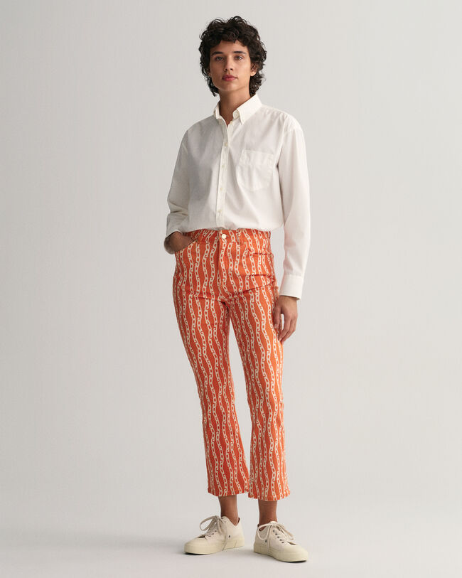 Cropped Chain Print Jeans