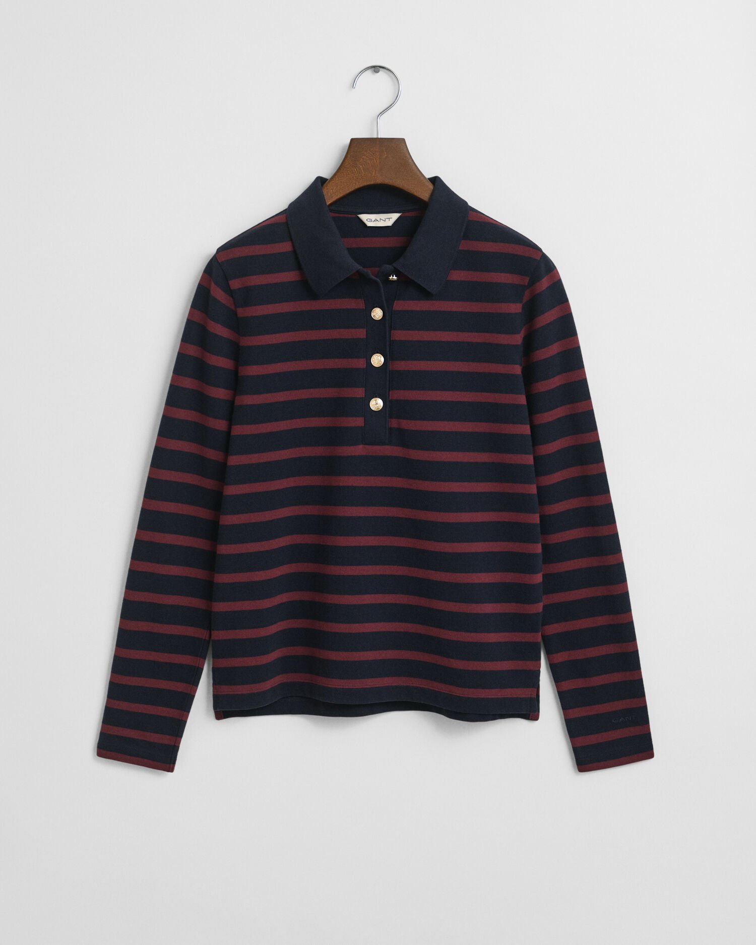 Breton Striped Long Sleeve Piqué Polo Shirt