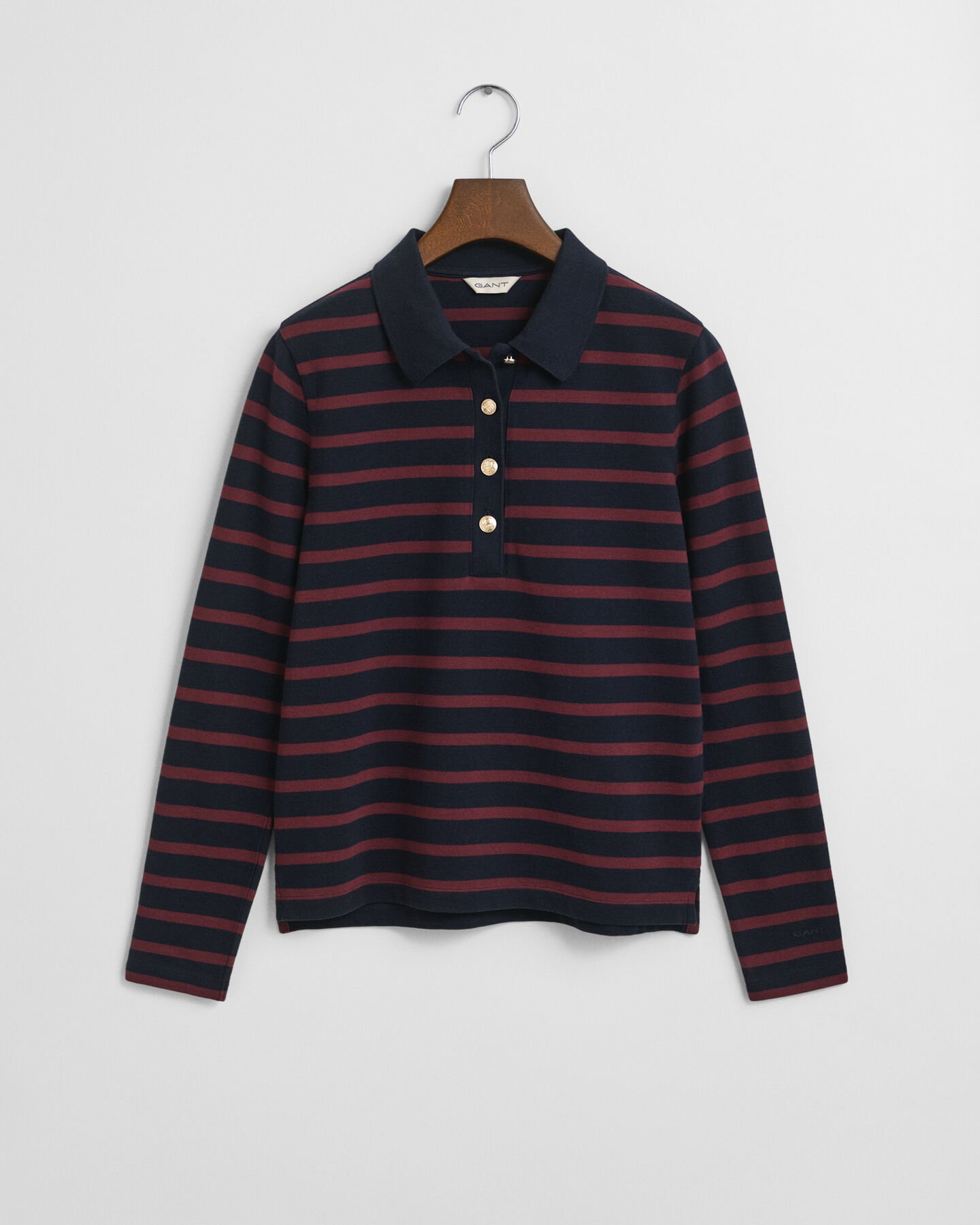 Breton Striped Long Sleeve Piqué Polo Shirt