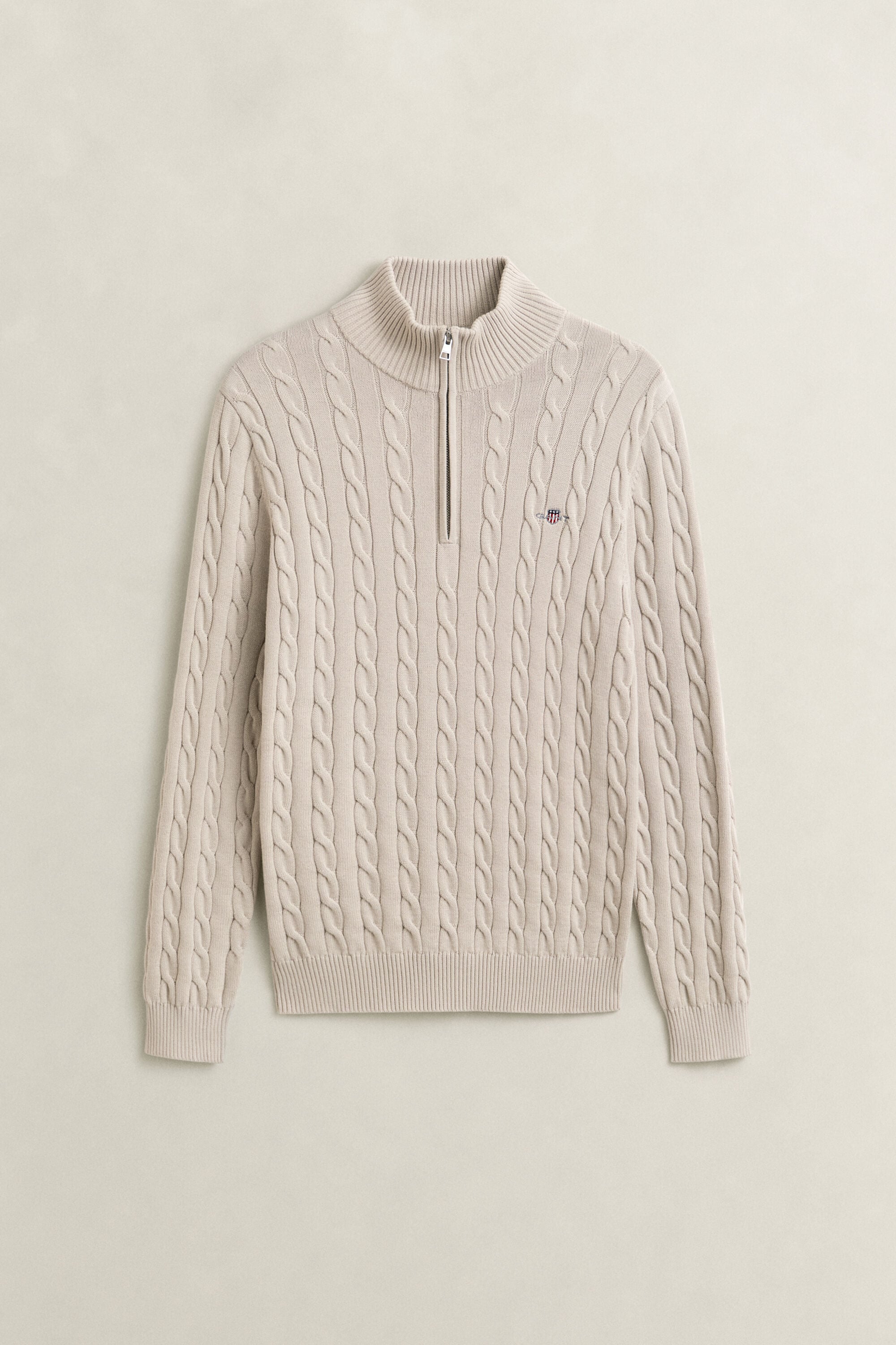Cotton Cable Knit Half-Zip Sweater