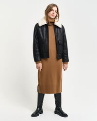 Herringbone Detail Turtleneck Dress