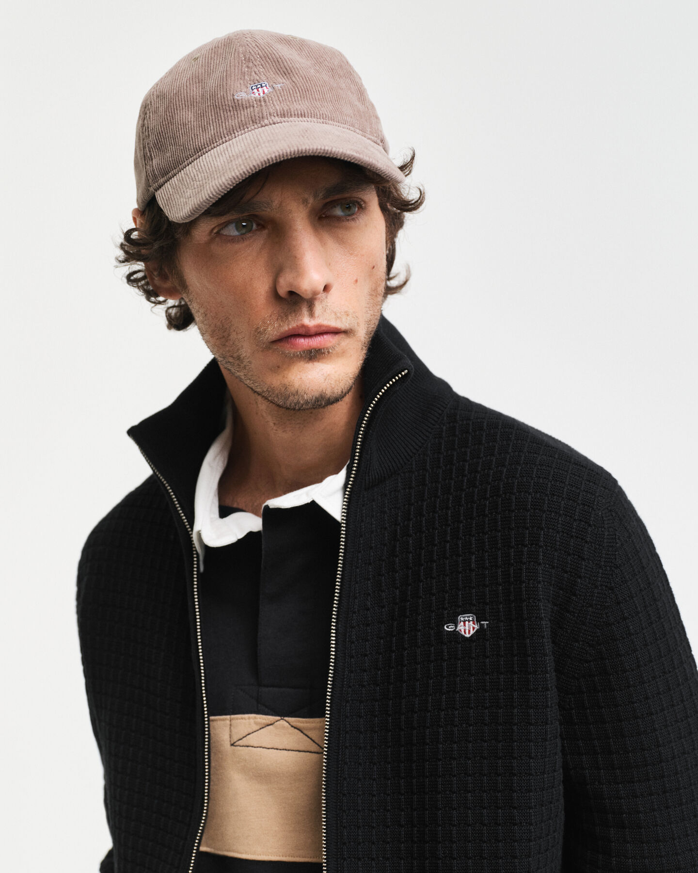 Textured Cotton Zip Cardigan