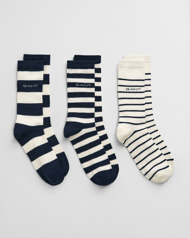 3-Pack Striped Rib Socks