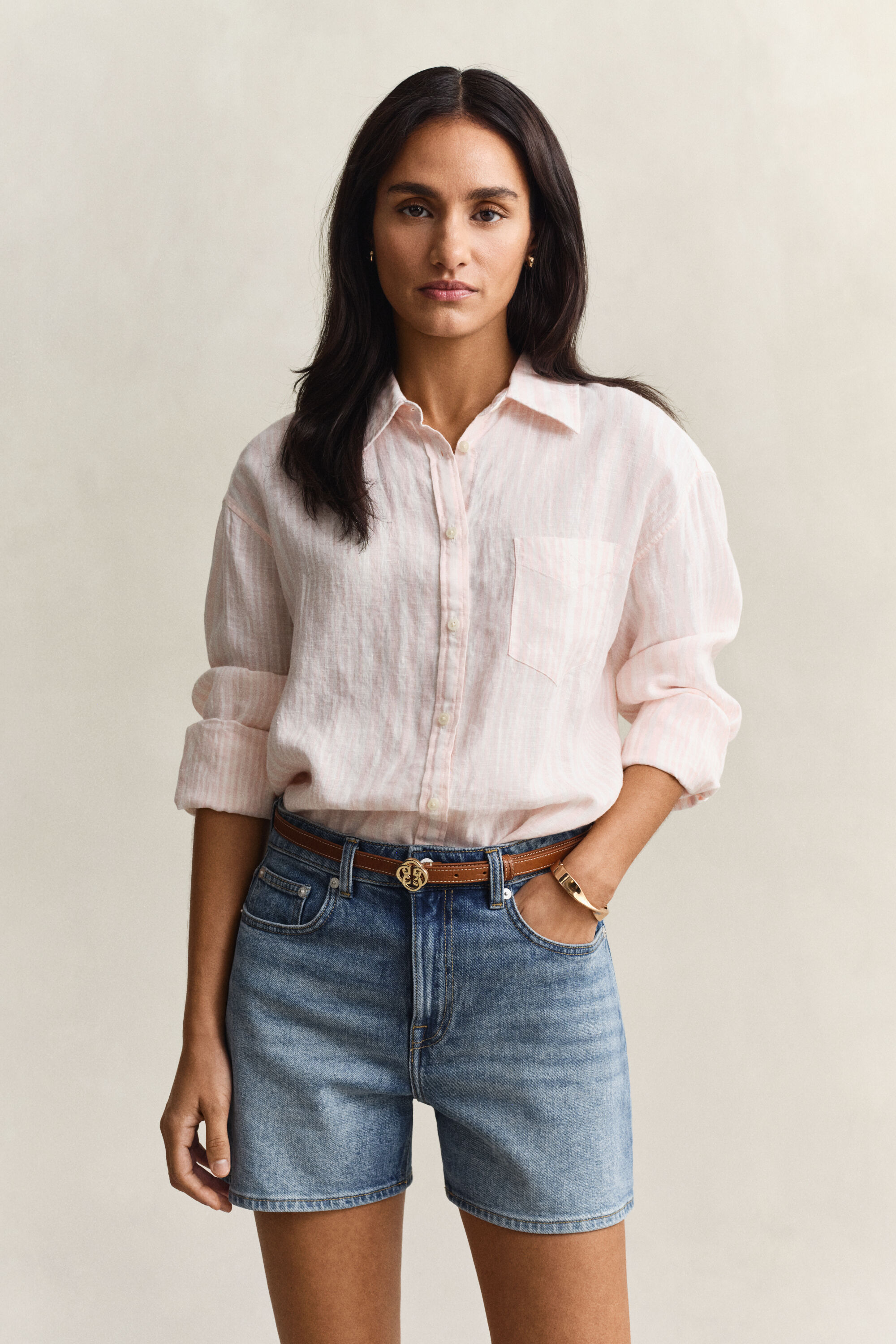 Relaxed Fit Striped Linen Shirt