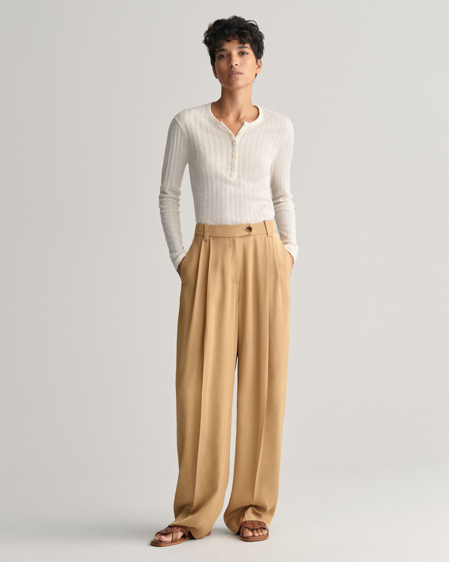 Loose Fit Low-Waisted Wide Leg Chinos