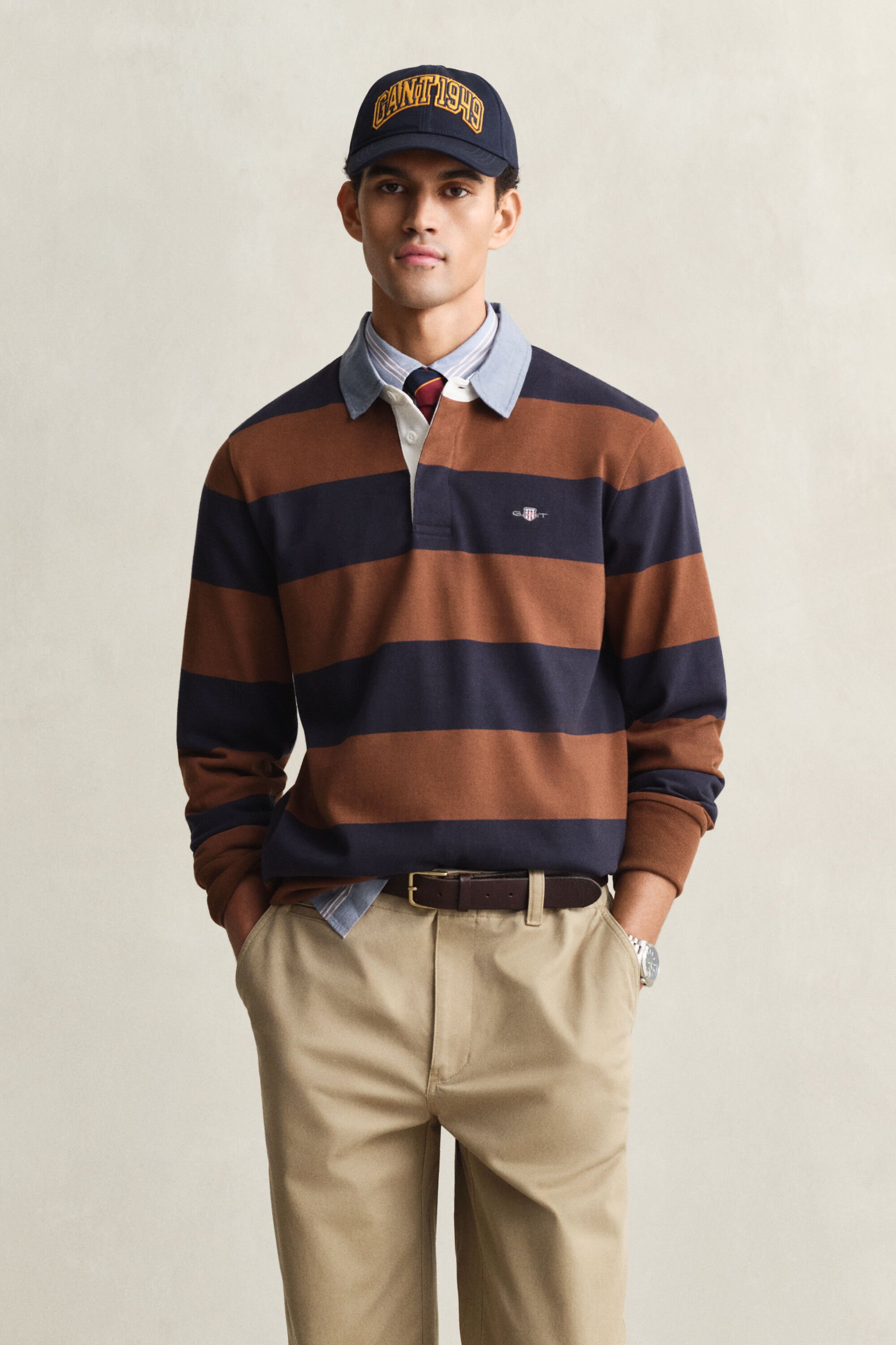 Chambray Collar Striped Heavy Rugger