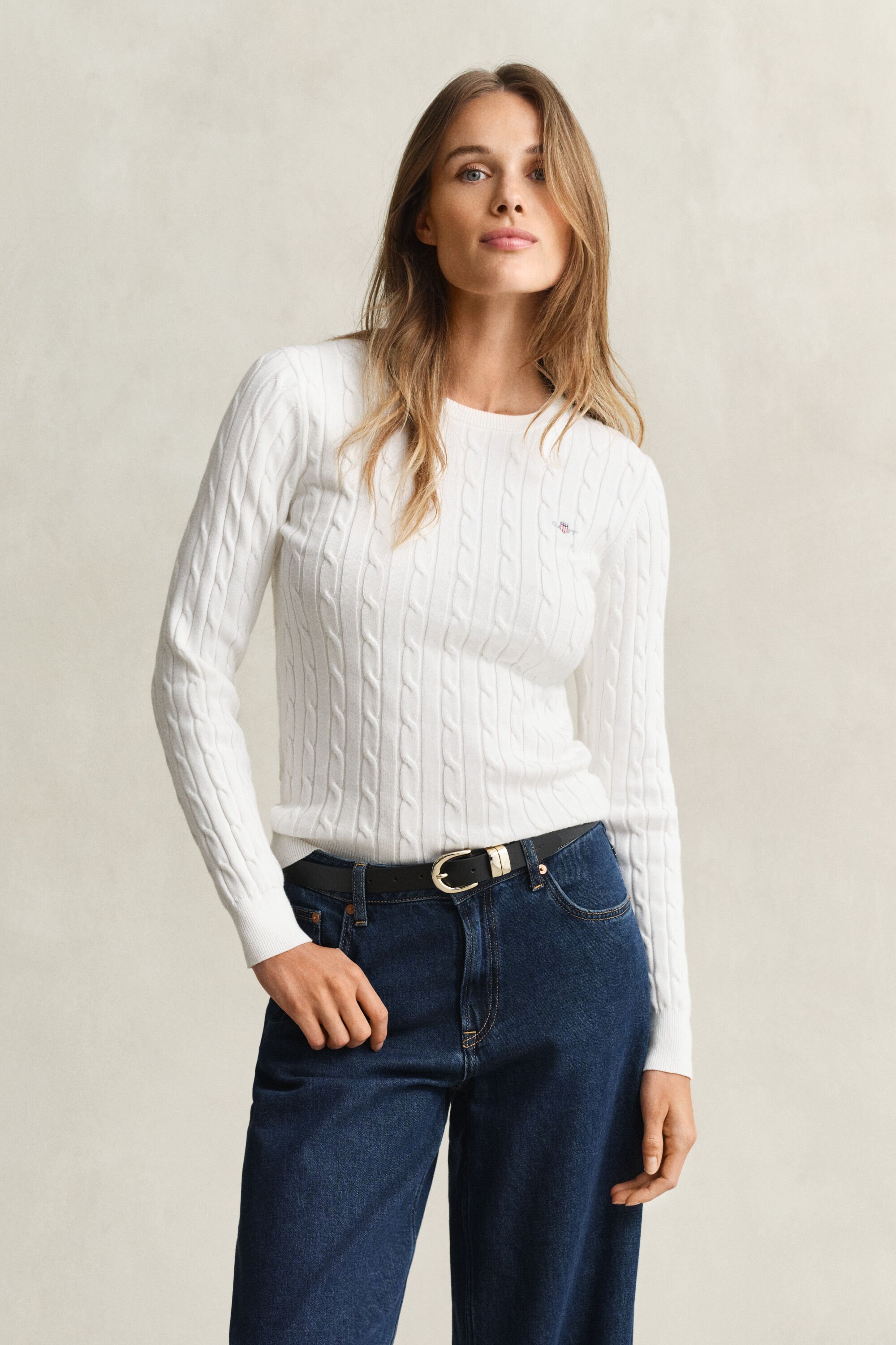 Cable Knit Crew Neck Sweater