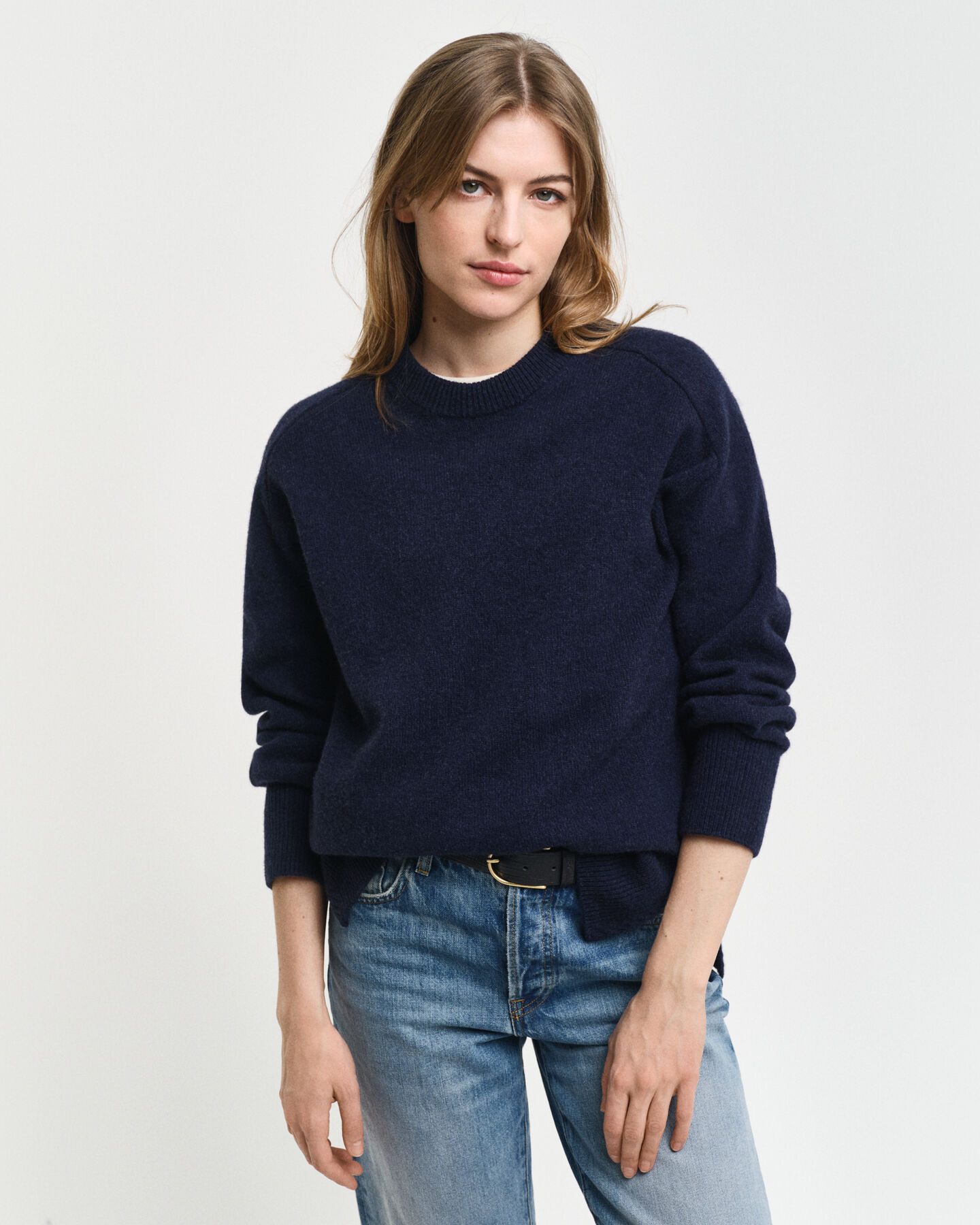 Wool Cashmere Blend Crew Neck Sweater