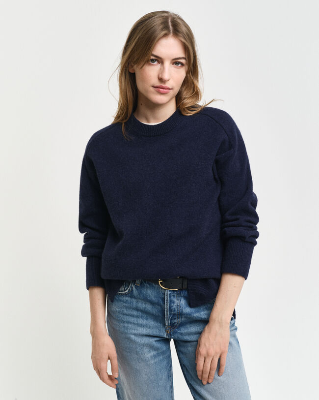 Wool Cashmere Blend Crew Neck Sweater