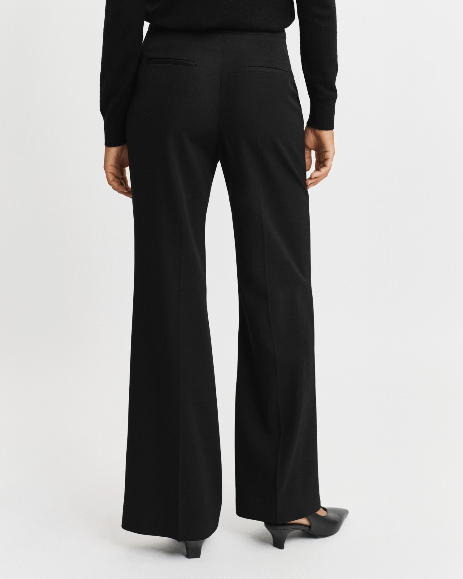 Wool Blend Flared Tuxedo Pants