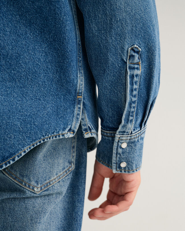 Relaxed Fit Western Denim Shirt