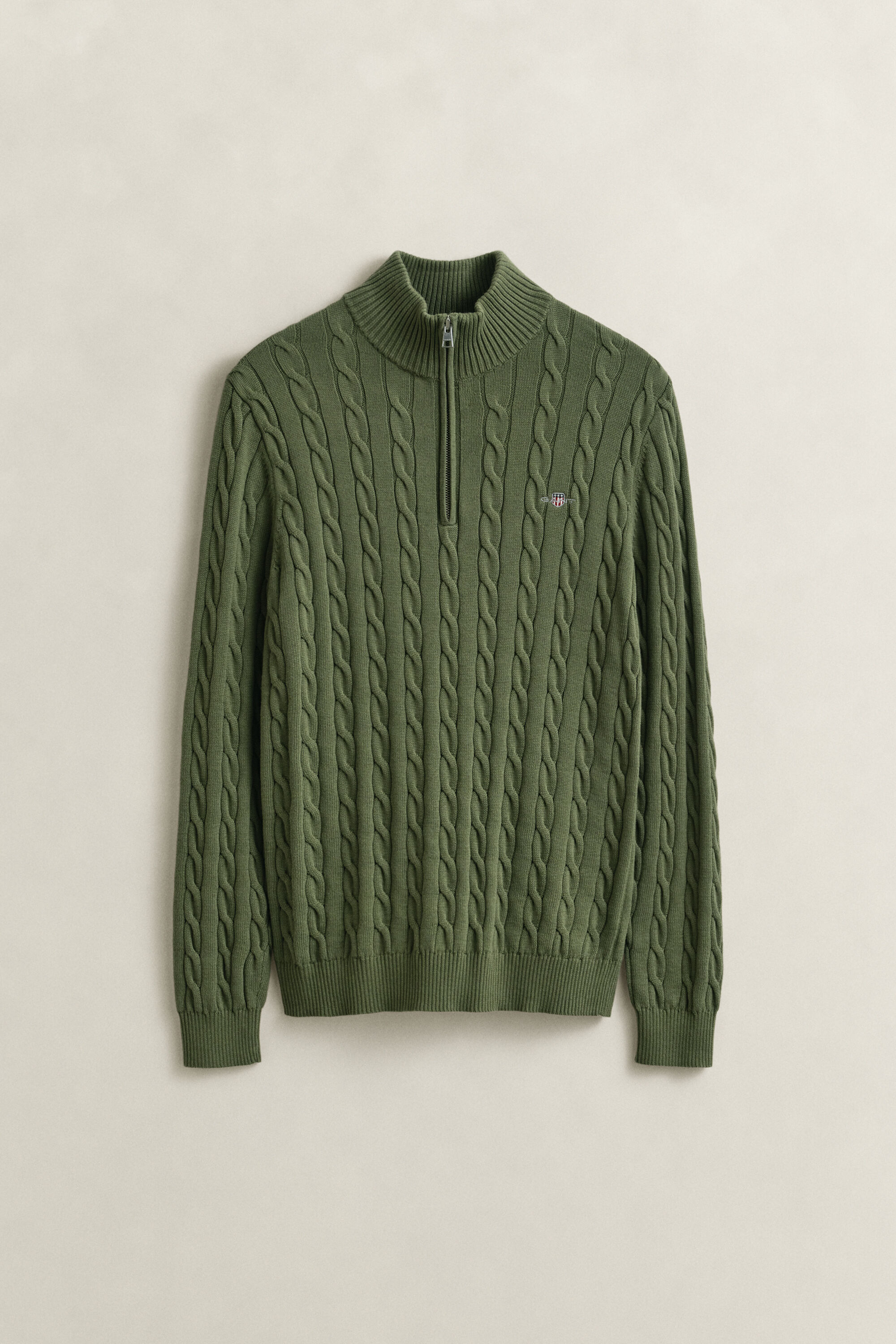 Cotton Cable Knit Half-Zip Sweater