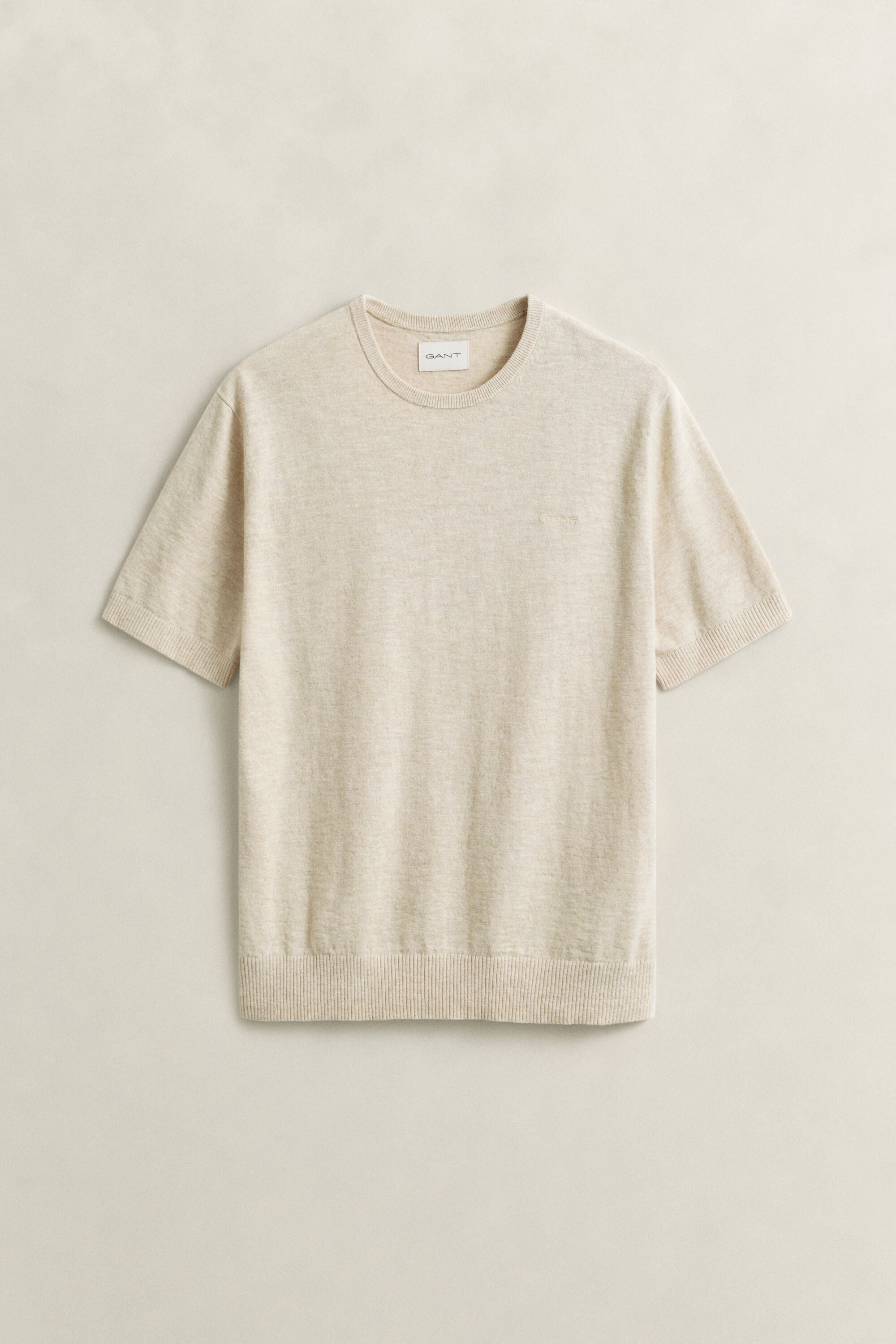 Slub Cotton Blend Short Sleeve Sweater