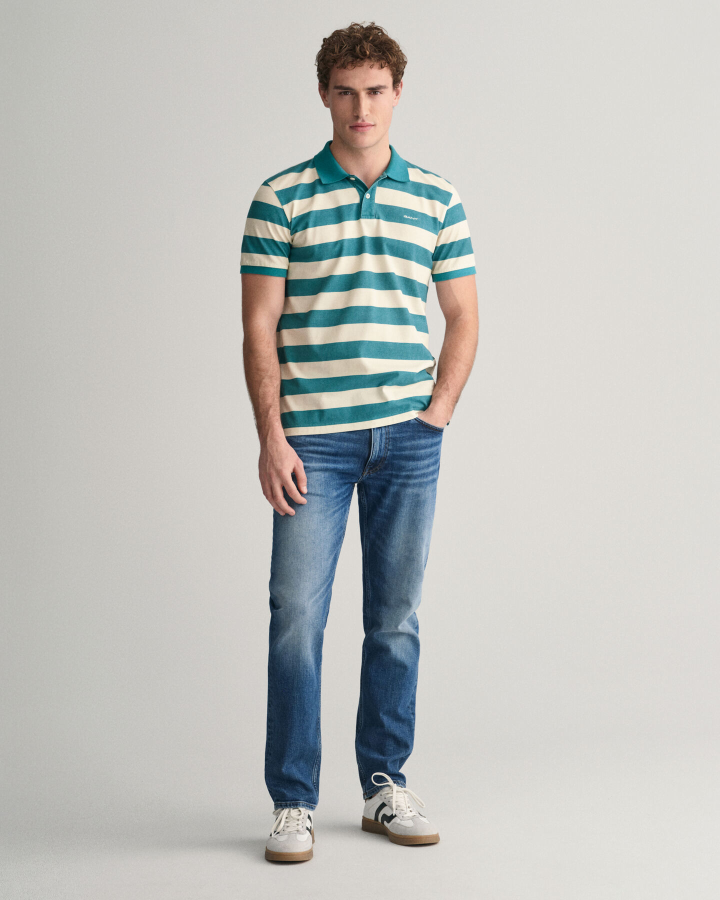 Striped Heavy Washed Polo Shirt