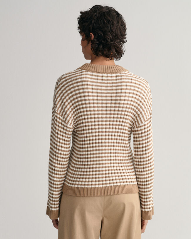 Striped Cotton Rib Crew Neck Sweater