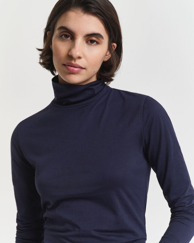 Lightweight Cotton Turtleneck Top
