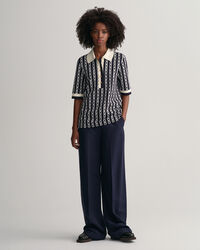 Chain Jacquard Mid Sleeve Polo Shirt