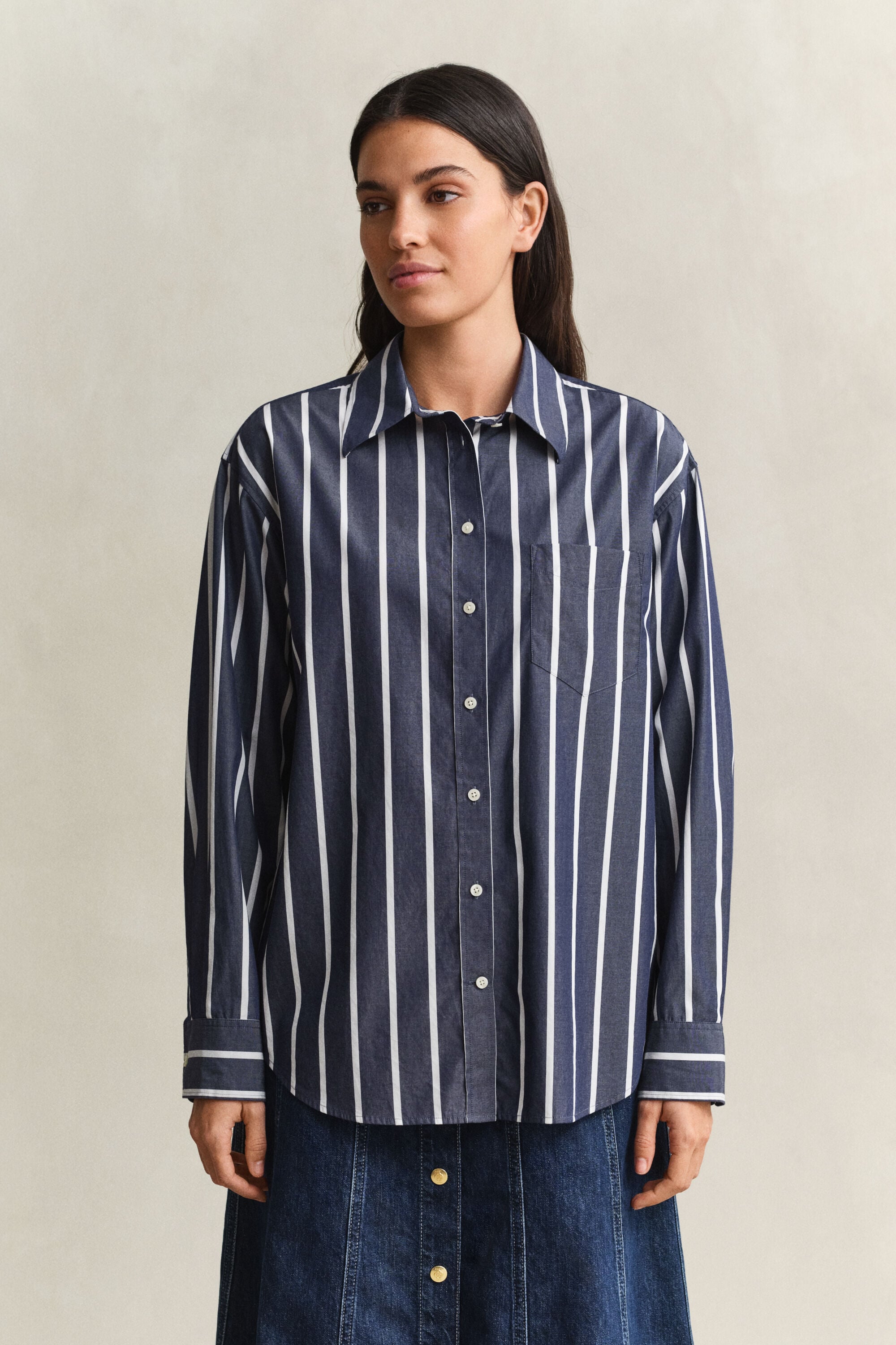 Relaxed Fit Striped Classic Poplin Shirt