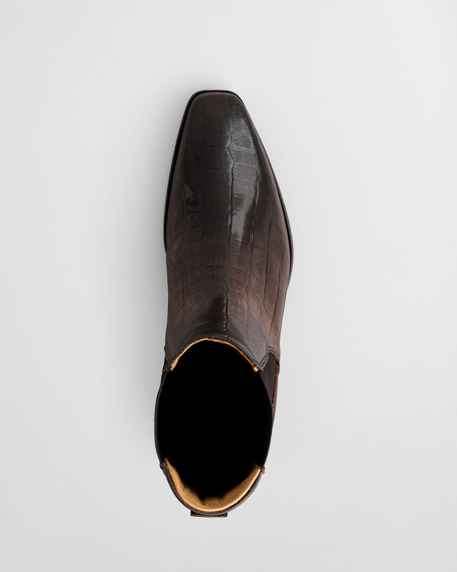 Bassotte Croc-Effect Leather Boots