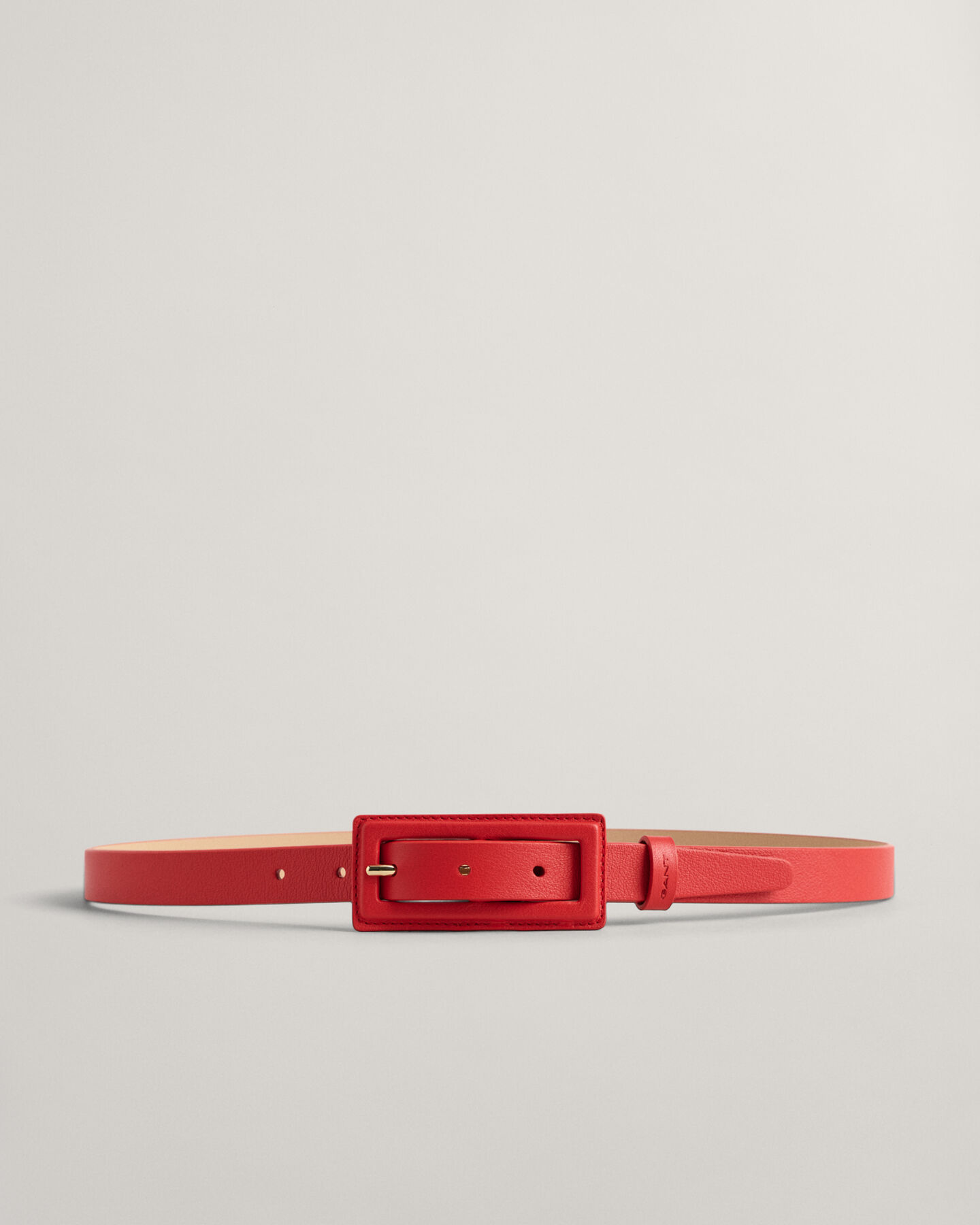 Covered Buckle Slim Leather Belt