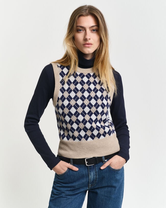 Argyle Crew Neck Sweater Vest