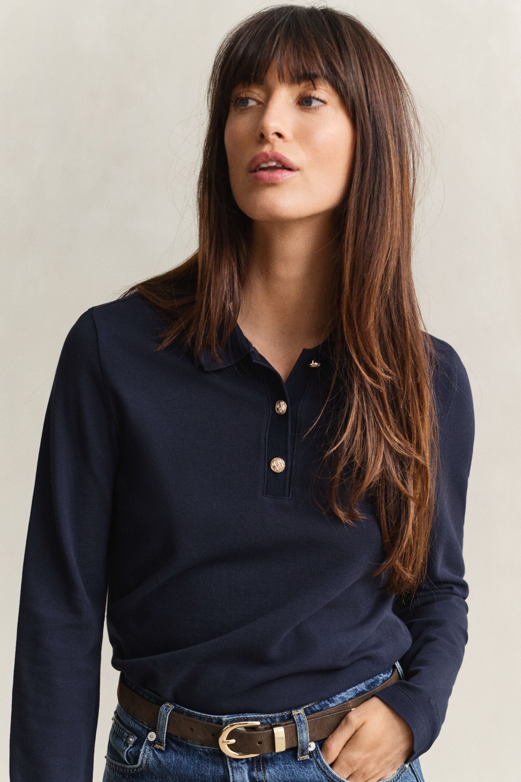 Piqué Polo Long Sleeve Top