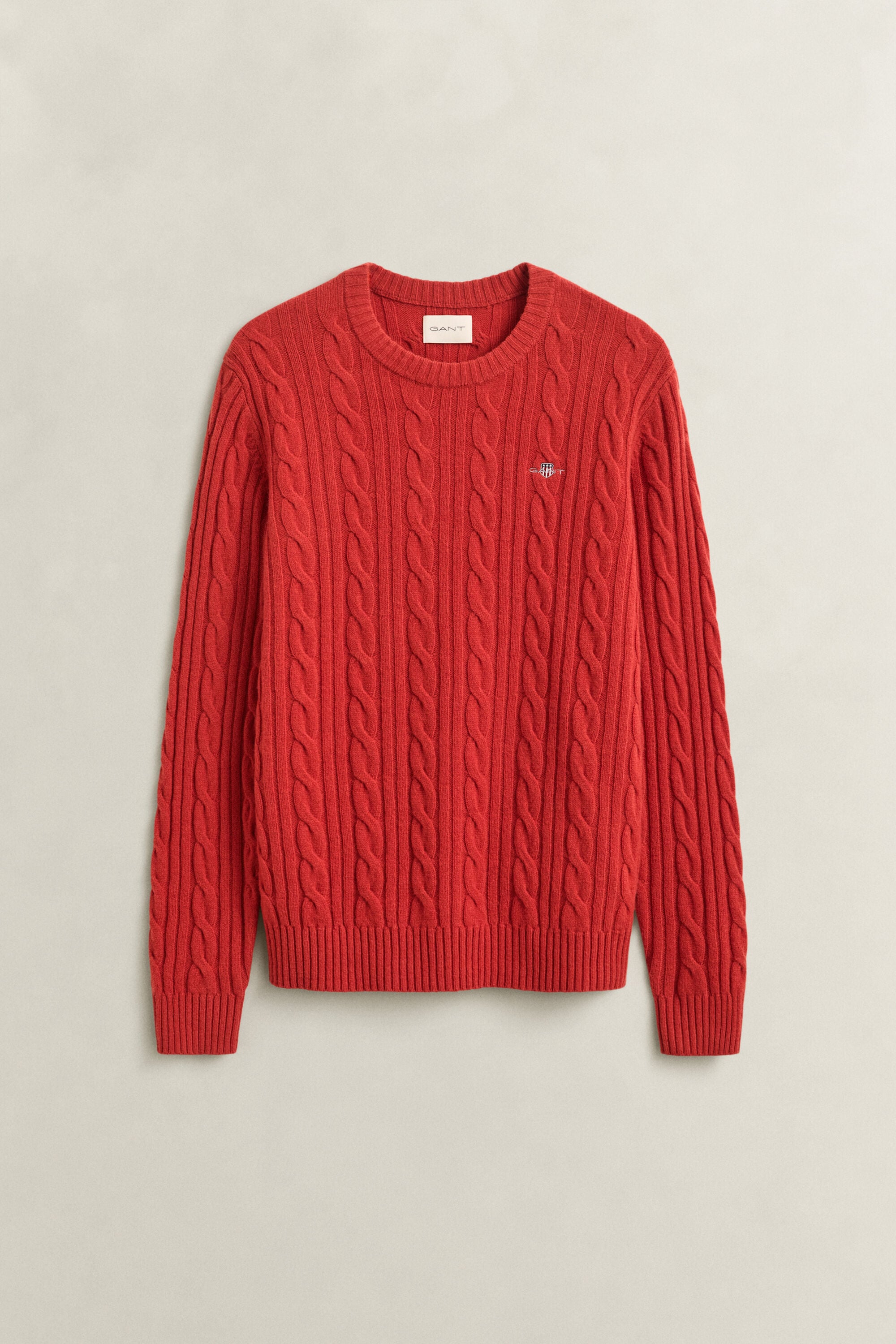 Lambswool Cable Knit Crew Neck Sweater